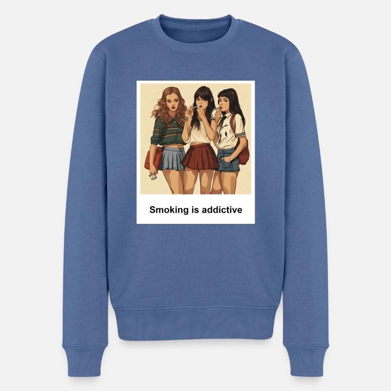 Rauchen - Männer Premium Bio Pullover - Taubenblau