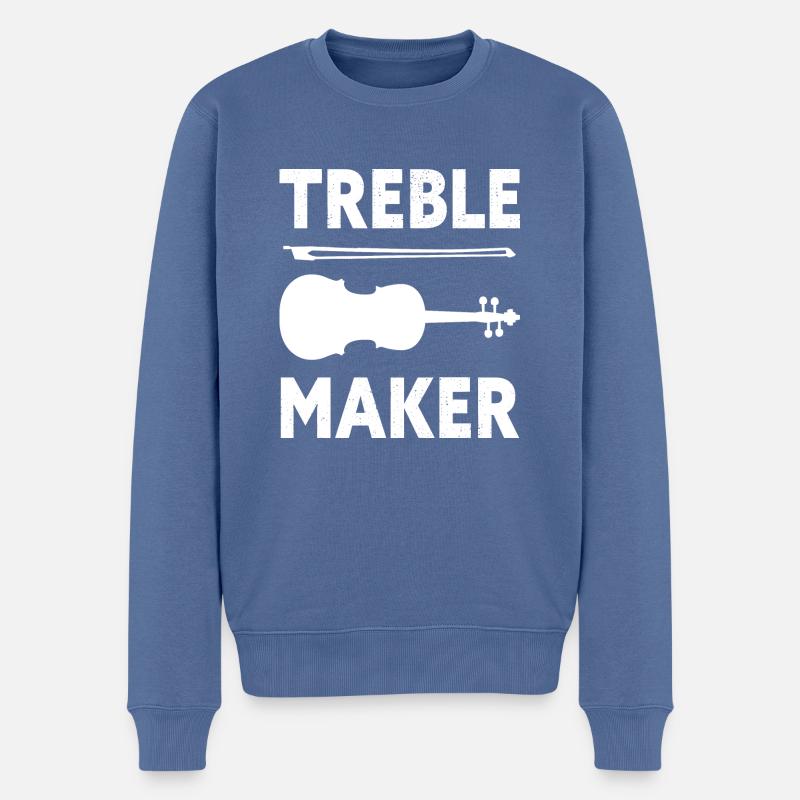 Treble Maker Drôle violoniste - Pull Premium bio Homme - bleu pigeon