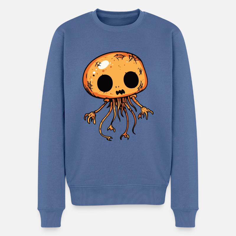 Méduse Halloween Drôle Zombie - Pull Premium bio Homme - bleu pigeon