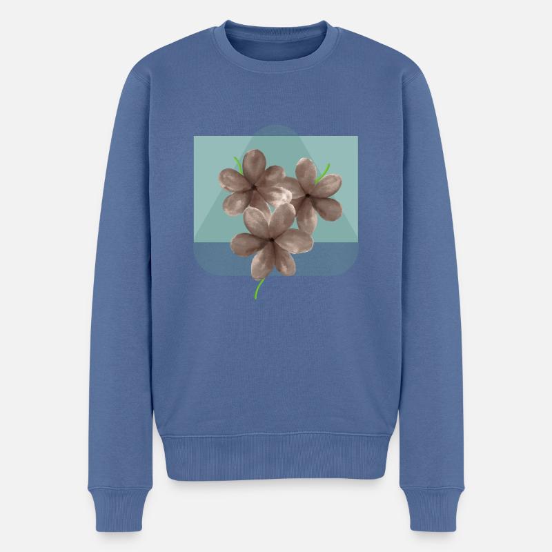 blumige Blumenblüte - Männer Premium Bio Pullover - Taubenblau