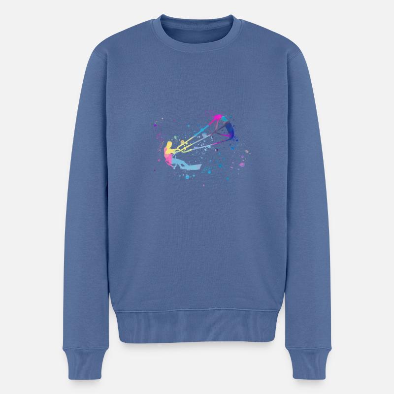 kitesurfing,surfing,surfer,welle,blau,graffiti - Männer Premium Bio Pullover - Taubenblau