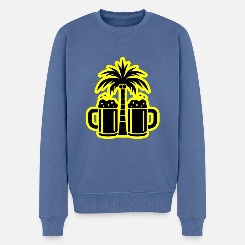 Bier Palmen Strand - Männer Premium Bio Pullover - Taubenblau