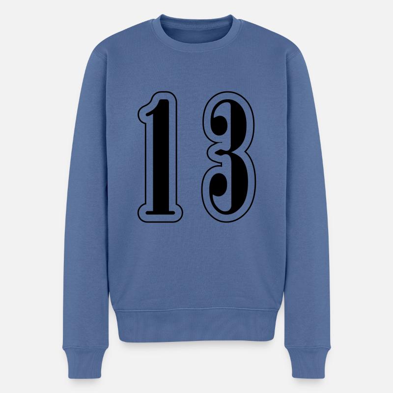 13 Symbole numérique - Pull Premium bio Homme - bleu pigeon
