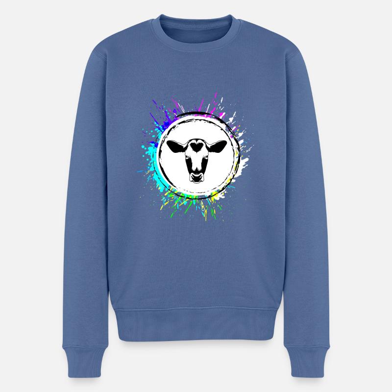Kuh Kopf - Männer Premium Bio Pullover - Taubenblau