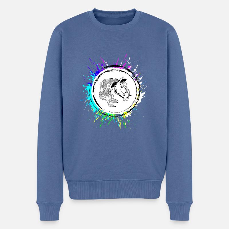Tête de cheval - Pull Premium bio Homme - bleu pigeon