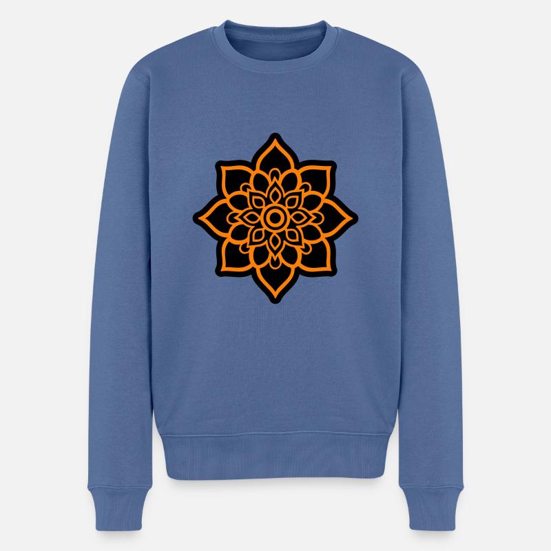 Blüte Mandala - Männer Premium Bio Pullover - Taubenblau