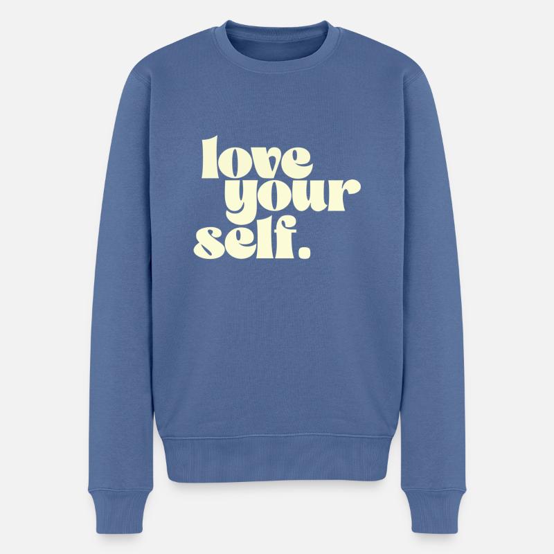 Liebe dich selbst - Männer Premium Bio Pullover - Taubenblau