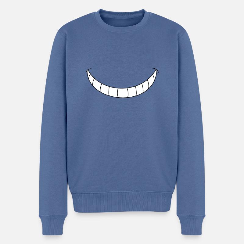 Grinsekatze - Männer Premium Bio Pullover - Taubenblau