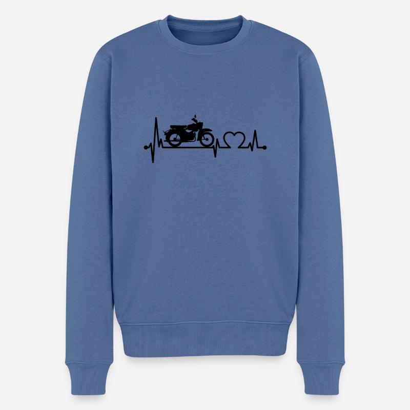 Simson Sperber Herzschlag -schwarz- - Männer Premium Bio Pullover - Taubenblau