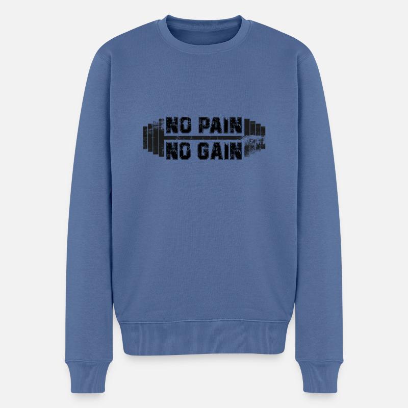 no pain no gain - Männer Premium Bio Pullover - Taubenblau