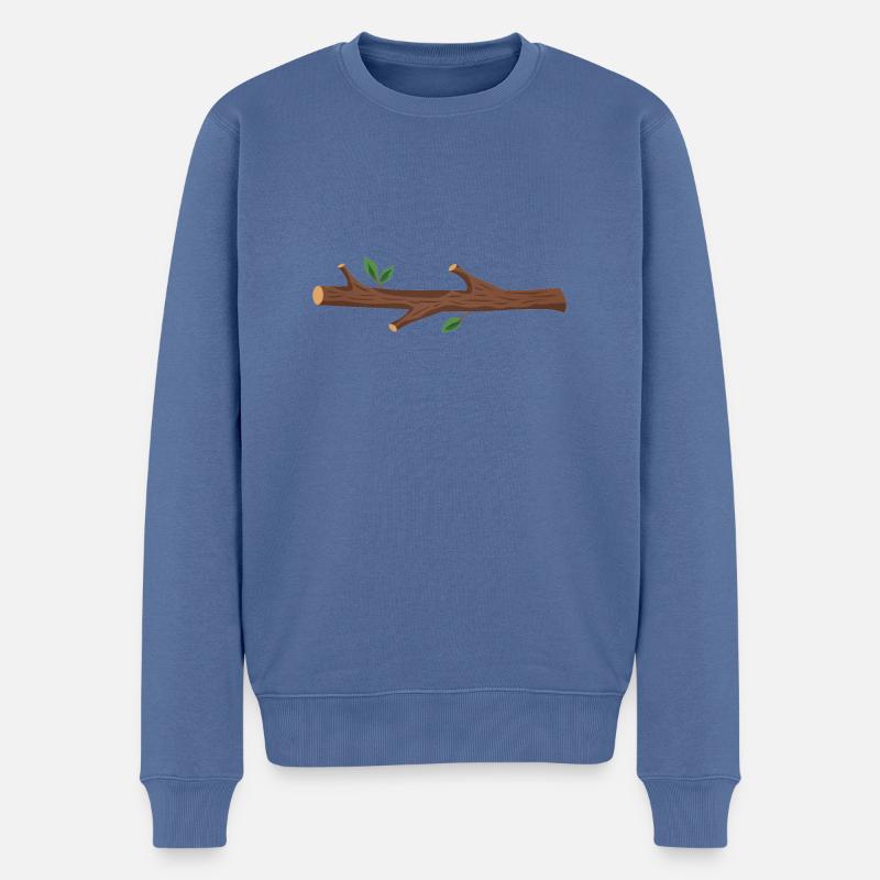 Branche simple couchée brune - Pull Premium bio Homme - bleu pigeon