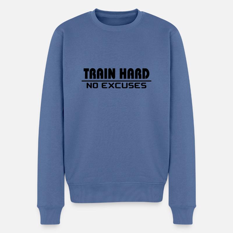 Train hard - no excuses - Männer Premium Bio Pullover - Taubenblau