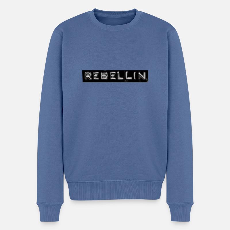 Rebellin Tape - Männer Premium Bio Pullover - Taubenblau