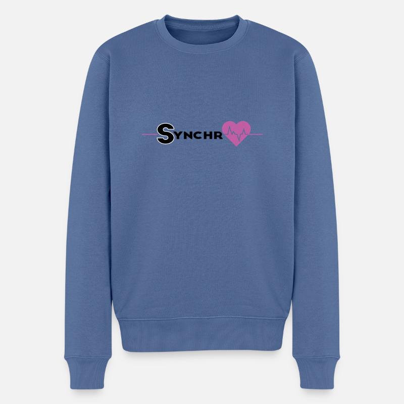 synchro coeur - Pull Premium bio Homme - bleu pigeon