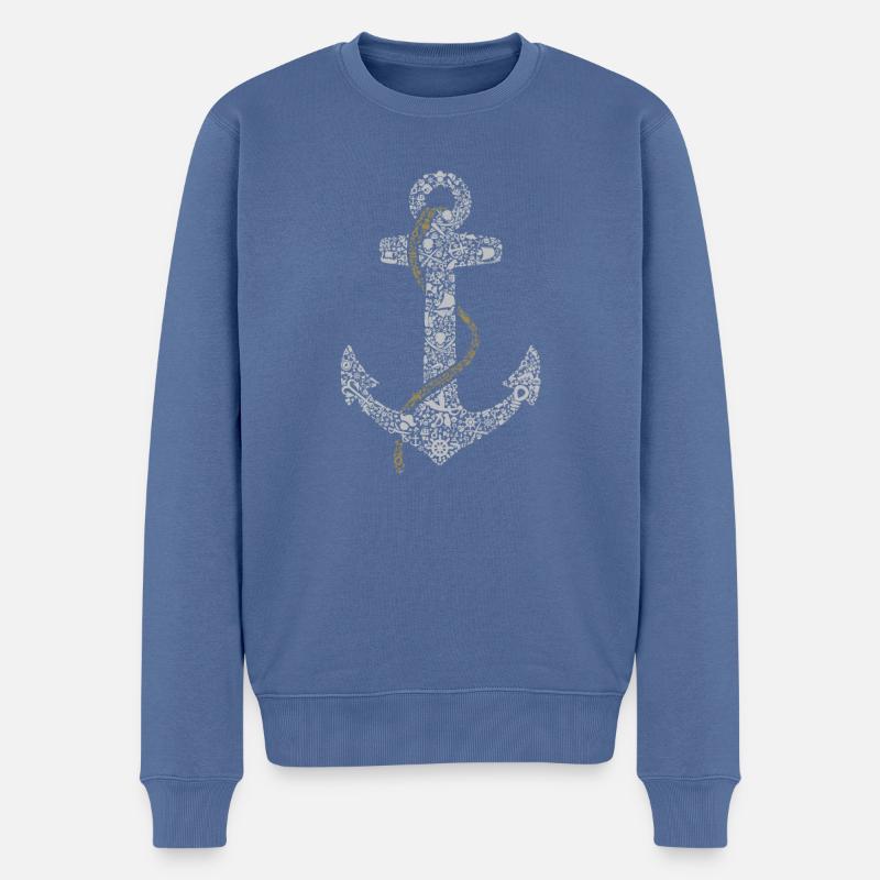 ancre - Pull Premium bio Homme - bleu pigeon