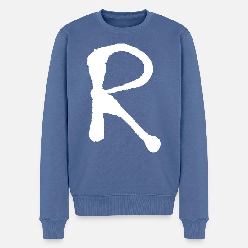 R - Iinitale / Buchstabe - Gesprüht - Männer Premium Bio Pullover - Taubenblau
