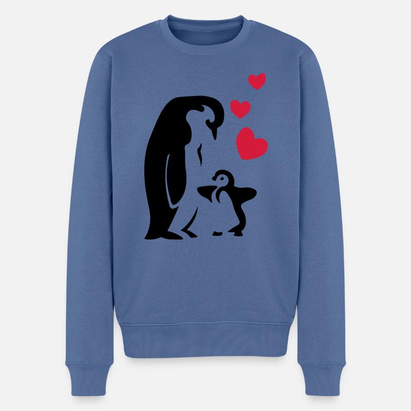 Pingouin papa / maman - bébé - Pull Premium bio Homme - bleu pigeon