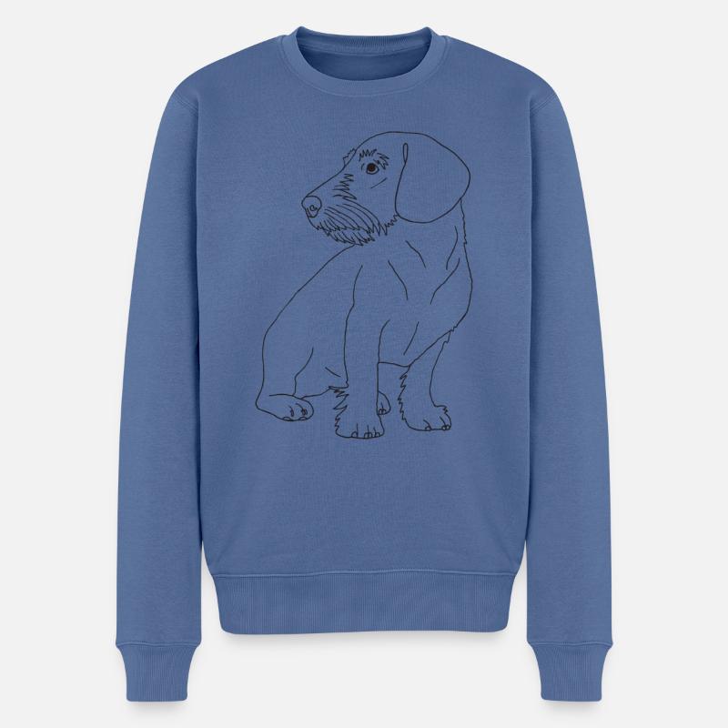 Rauhaardackel - Männer Premium Bio Pullover - Taubenblau