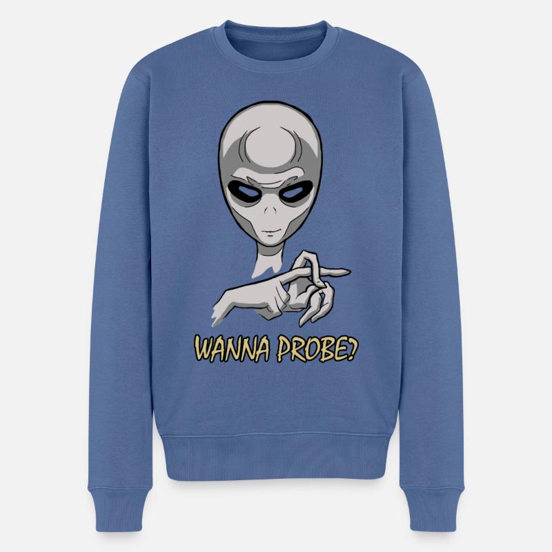 Voulez-vous sonder Cheeky Alien - Pull Premium bio Homme - bleu pigeon