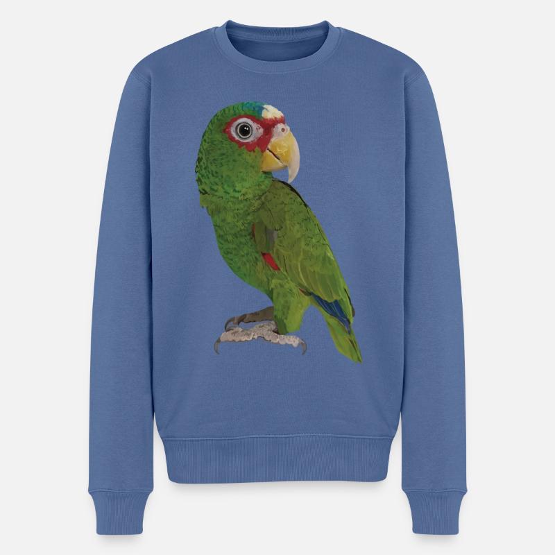 Le perroquet à front blanc - Pull Premium bio Homme - bleu pigeon
