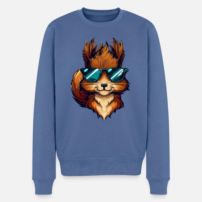 Cool Eichhörnchen - Eichhörnchen mit Sonnenbrille - Männer Premium Bio Pullover - Taubenblau