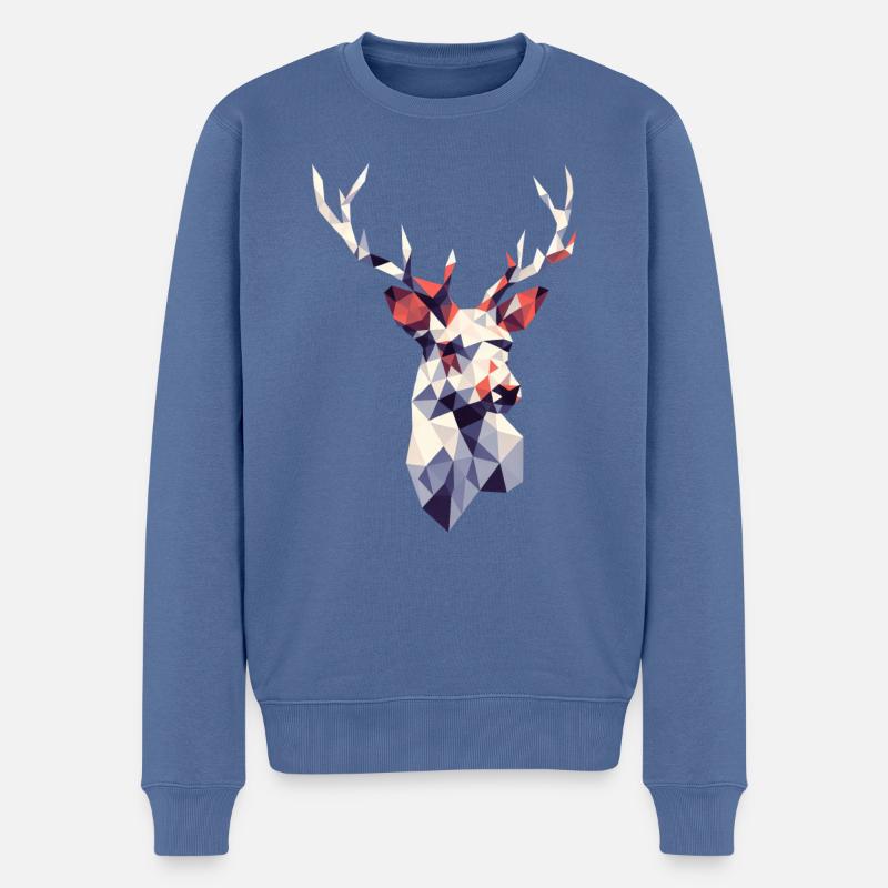 Weißes Wunder: Polygon-Rentier in Reinheit - Männer Premium Bio Pullover - Taubenblau