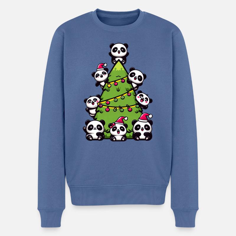 Weihnachtspanda - Festliche Stimmung unterm - Männer Premium Bio Pullover - Taubenblau