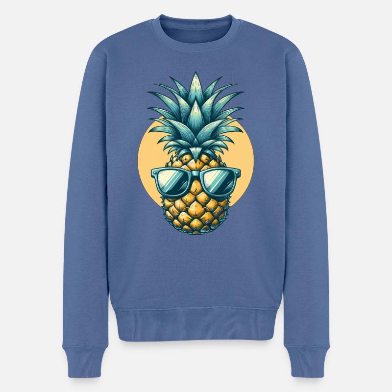 Coole Ananas mit Sonnenbrille - Männer Premium Bio Pullover - Taubenblau