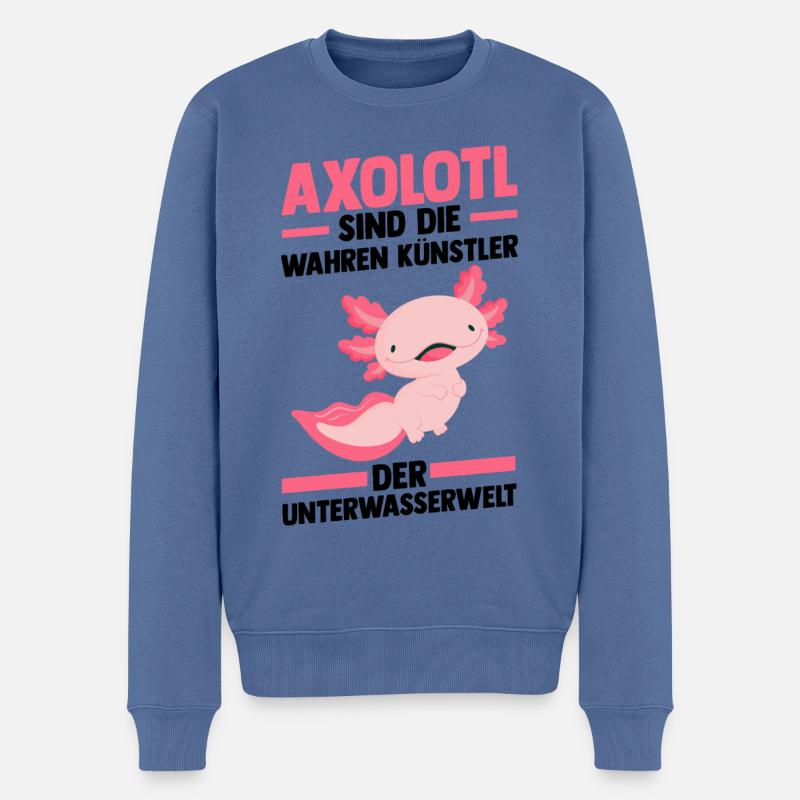 Axolotl - Pull Premium bio Homme - bleu pigeon