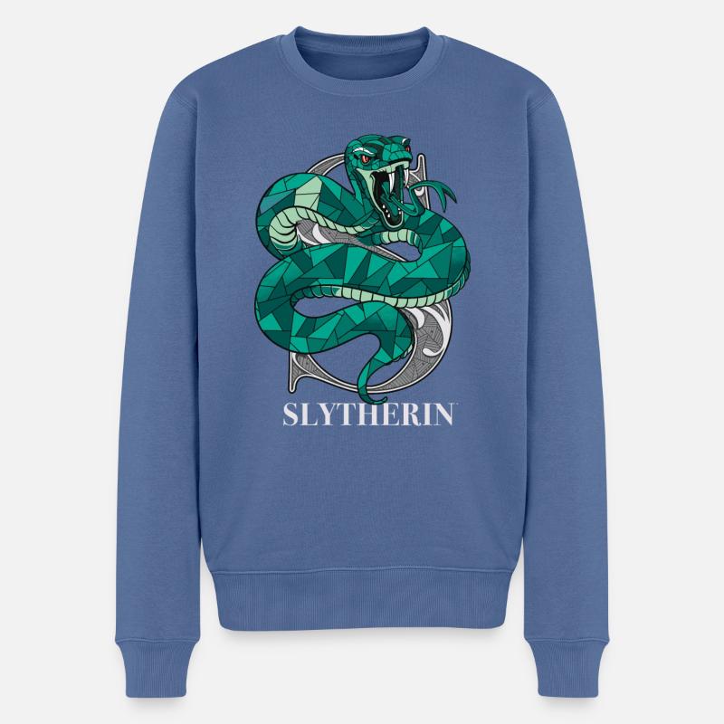 Harry Potter Emblème Serpentard monochrome - Pull Premium bio Homme - bleu pigeon