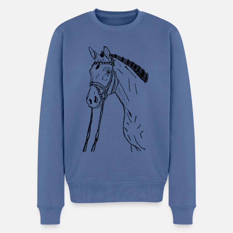 Pferd - Männer Premium Bio Pullover - Taubenblau