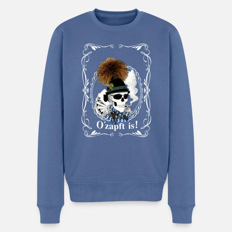 Bayern skull - Männer Premium Bio Pullover - Taubenblau
