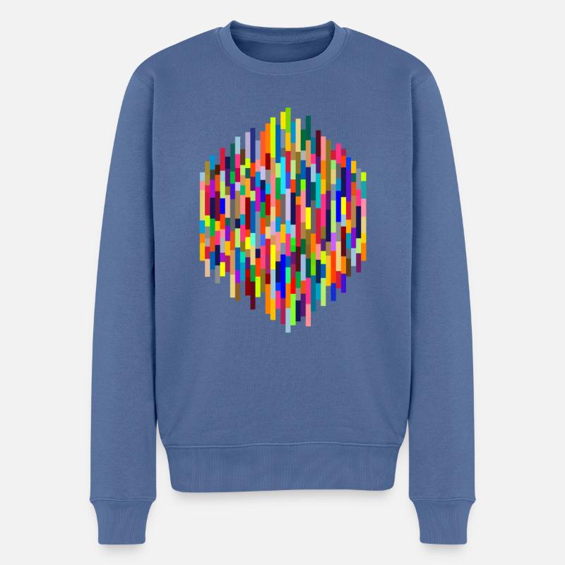 Bunte Balken - Männer Premium Bio Pullover - Taubenblau