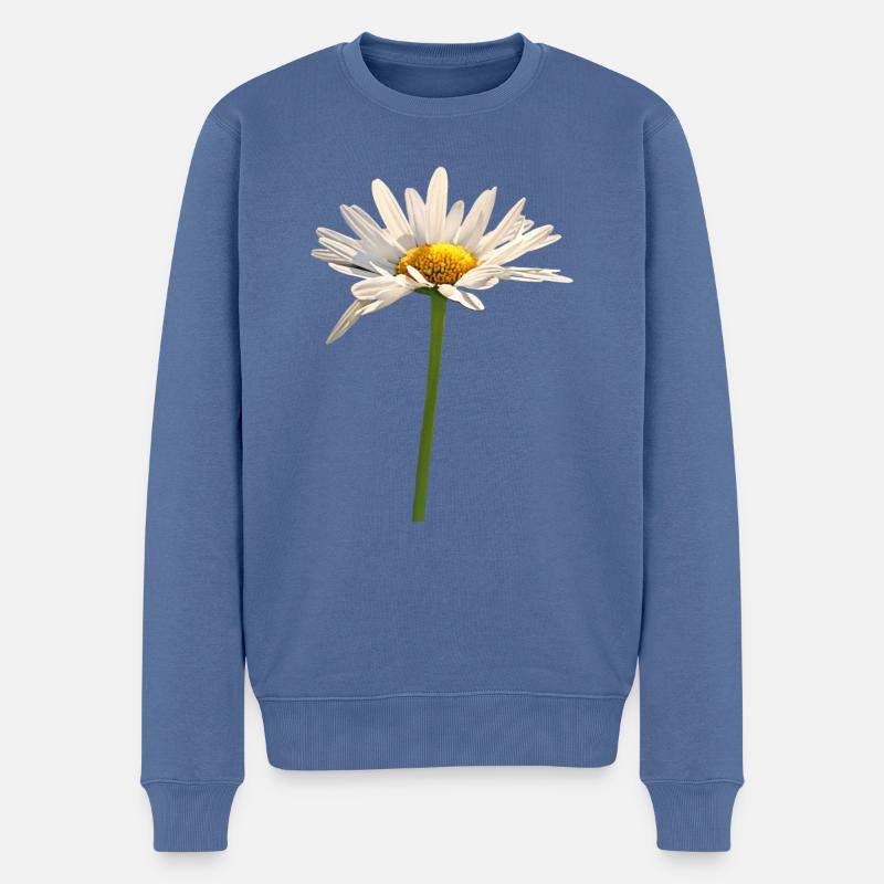Blume - Männer Premium Bio Pullover - Taubenblau