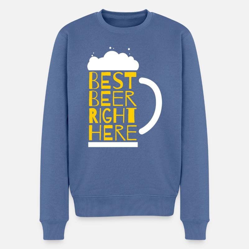 Best beer right here - Männer Premium Bio Pullover - Taubenblau