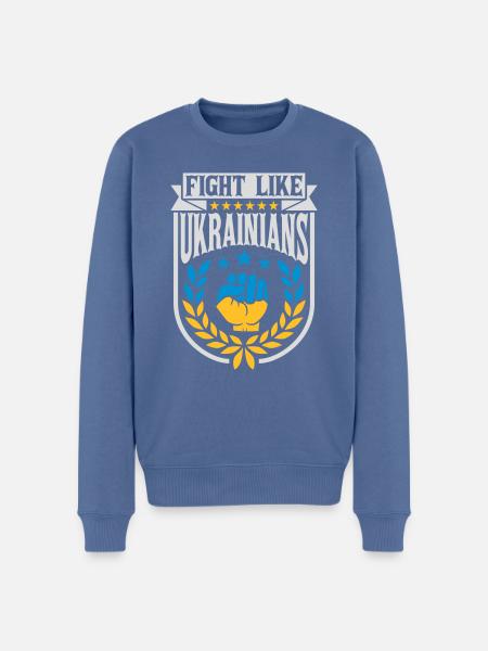 fight like ukrainians quote - Men's Premium Organic Jumper - stone blue