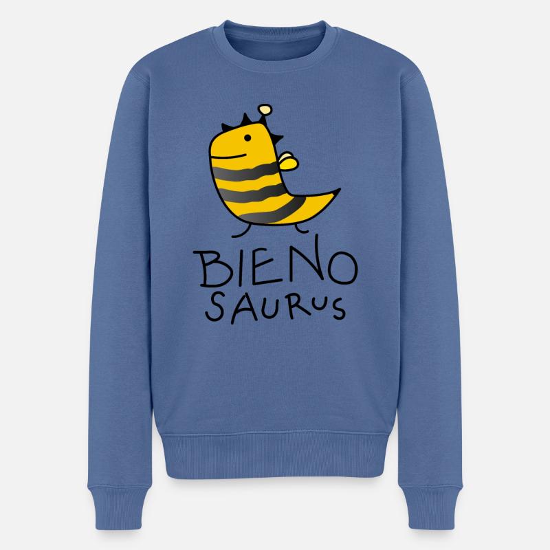 Lustige Dino Biene - Männer Premium Bio Pullover - Taubenblau