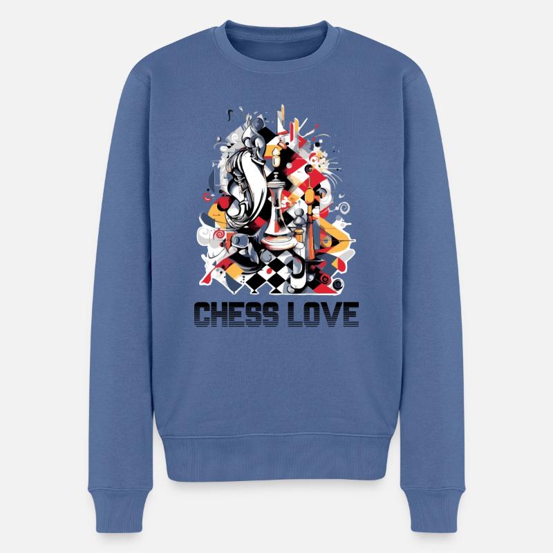 L'amour des échecs - Pull Premium bio Homme - bleu pigeon