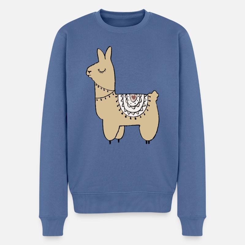 Lama - Männer Premium Bio Pullover - Taubenblau