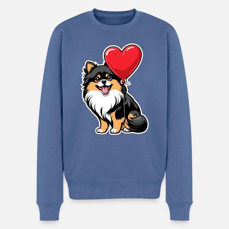 Cœur de Poméranie - Saint-Valentin - Pull Premium bio Homme - bleu pigeon
