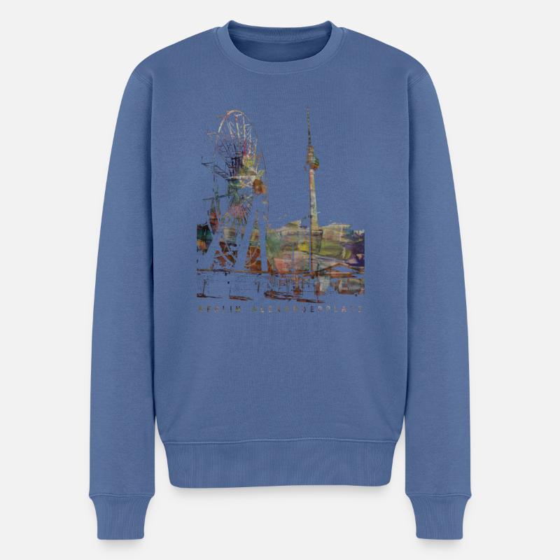 Berlin Alexanderplatz künstlerisches Design - Männer Premium Bio Pullover - Taubenblau