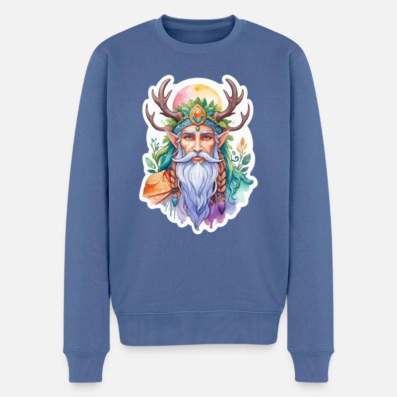 Aquarelles de druide - Pull Premium bio Homme - bleu pigeon