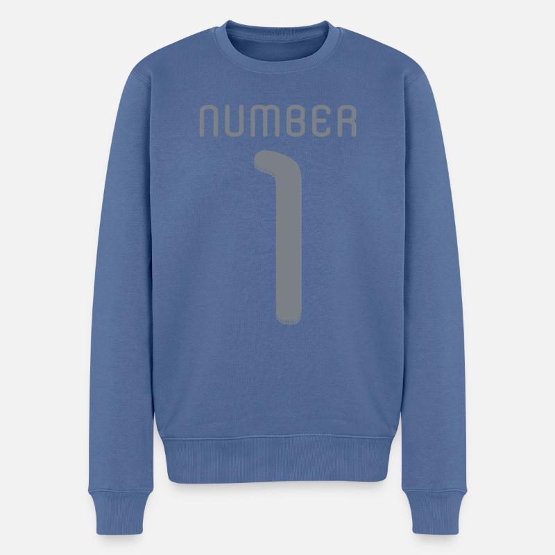 Numéro Un ☝ - Pull Premium bio Homme - bleu pigeon