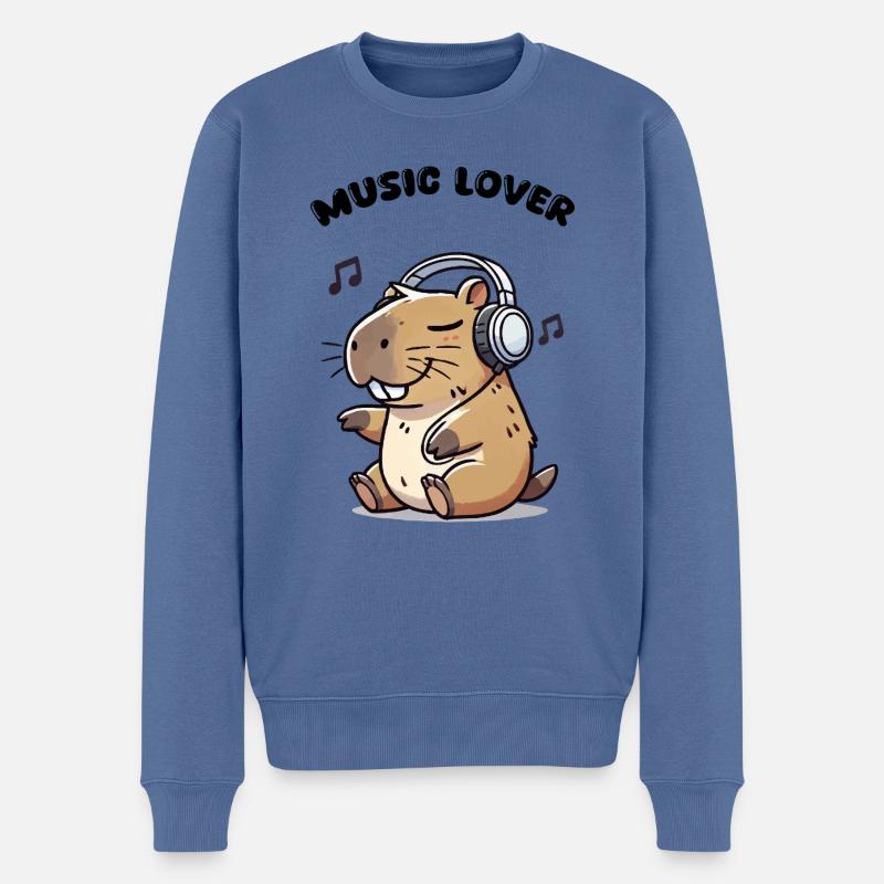 Musique Capybara - Pull Premium bio Homme - bleu pigeon