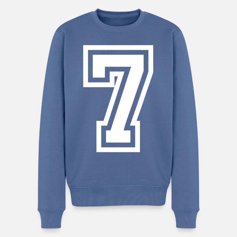 7 Symbole numérique - Pull Premium bio Homme - bleu pigeon
