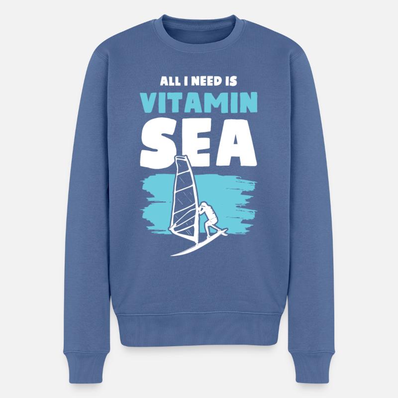vitamin see windsurfer - Männer Premium Bio Pullover - Taubenblau
