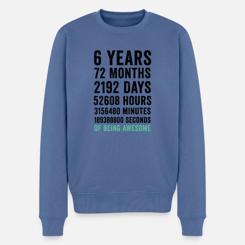 Anniversaire 6 ans d’être génial - Pull Premium bio Homme - bleu pigeon