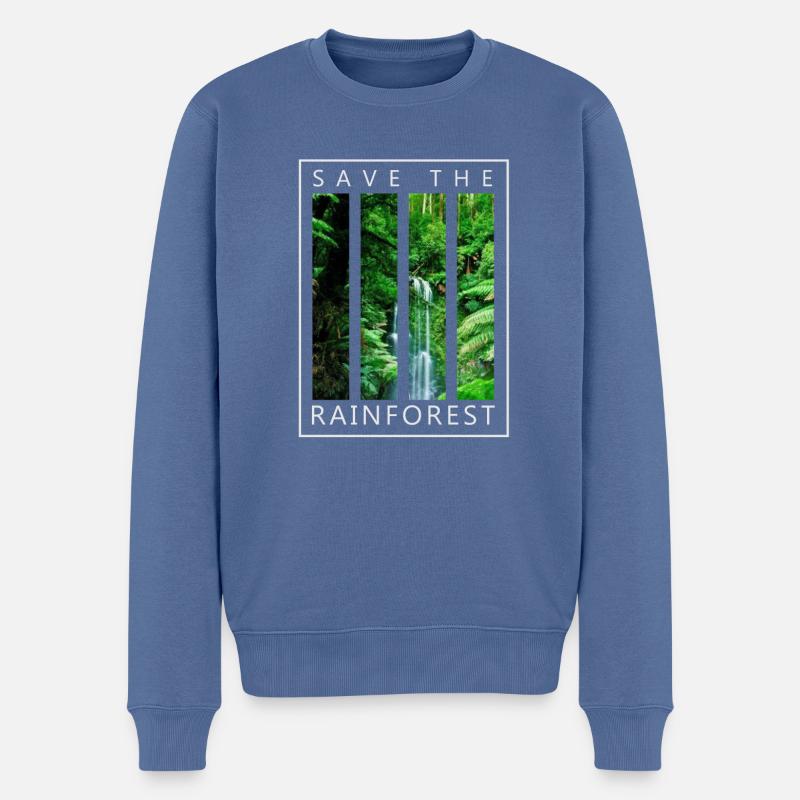 Rette den Regenwald - Männer Premium Bio Pullover - Taubenblau