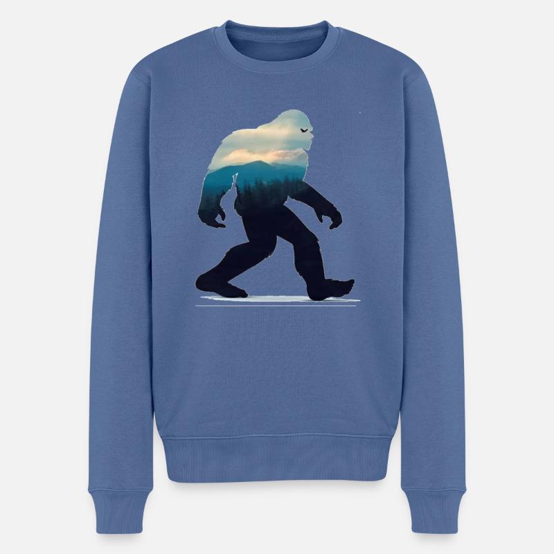 Légende du Bigfoot Yeti - Pull Premium bio Homme - bleu pigeon
