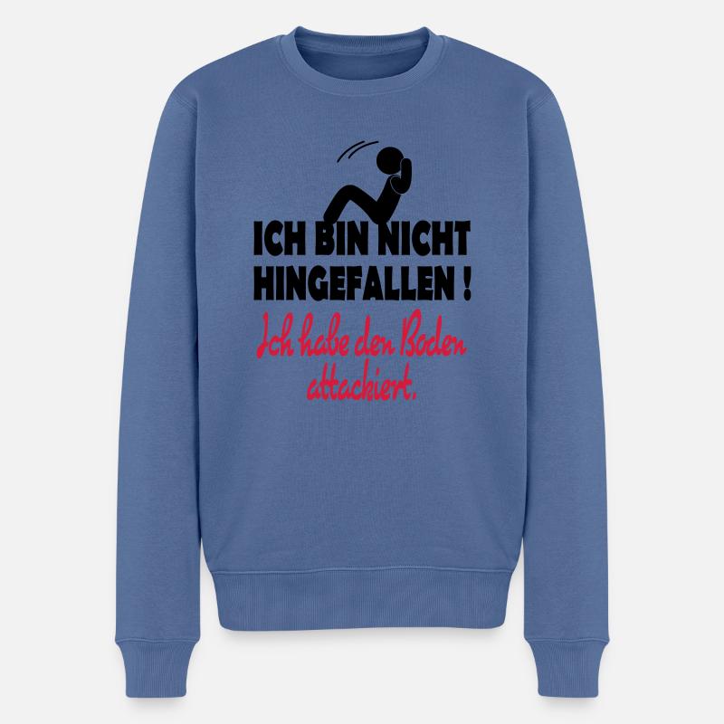 Hinfallen - Männer Premium Bio Pullover - Taubenblau